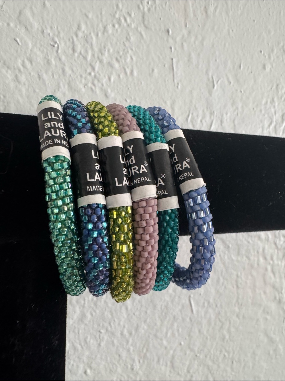 Lily and Laura Beaded Bracelet Set - Turquoise, Green, Lavender, Blue